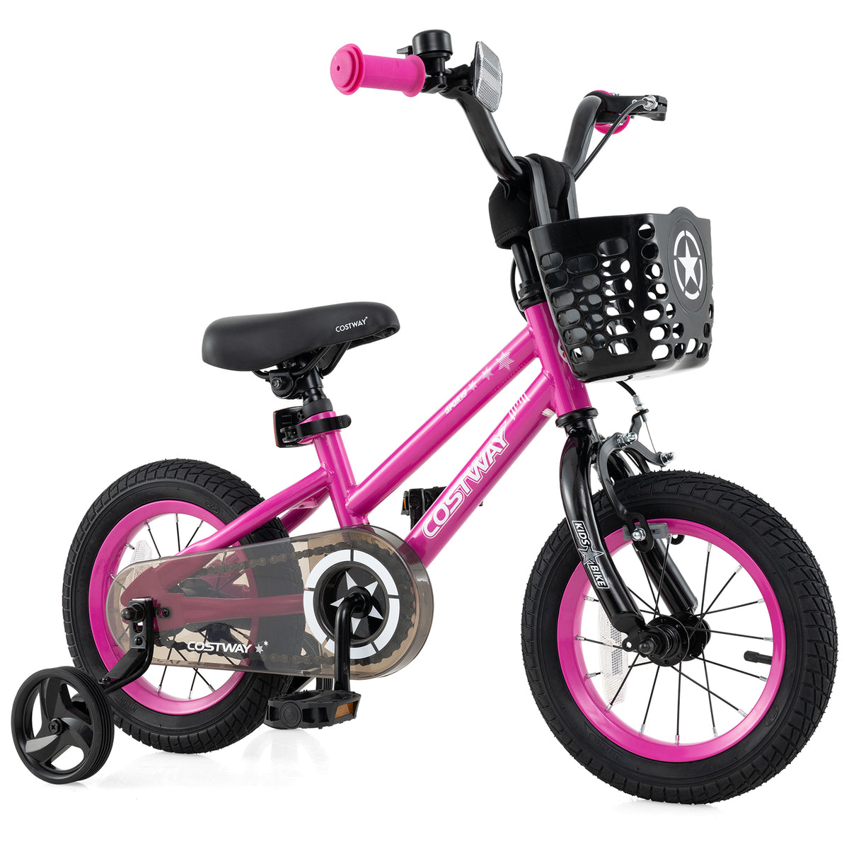 12" Kids Bike with Training Wheels and Basket - Ages 3-4 Years-Kids Bike-DECOROLALA