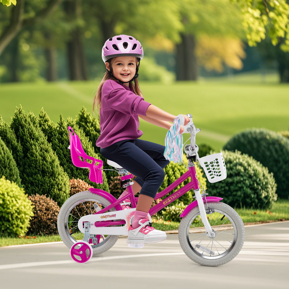 12" Kids Bike with Training Wheels and Dual Brake System-Kids Bike-DECOROLALA