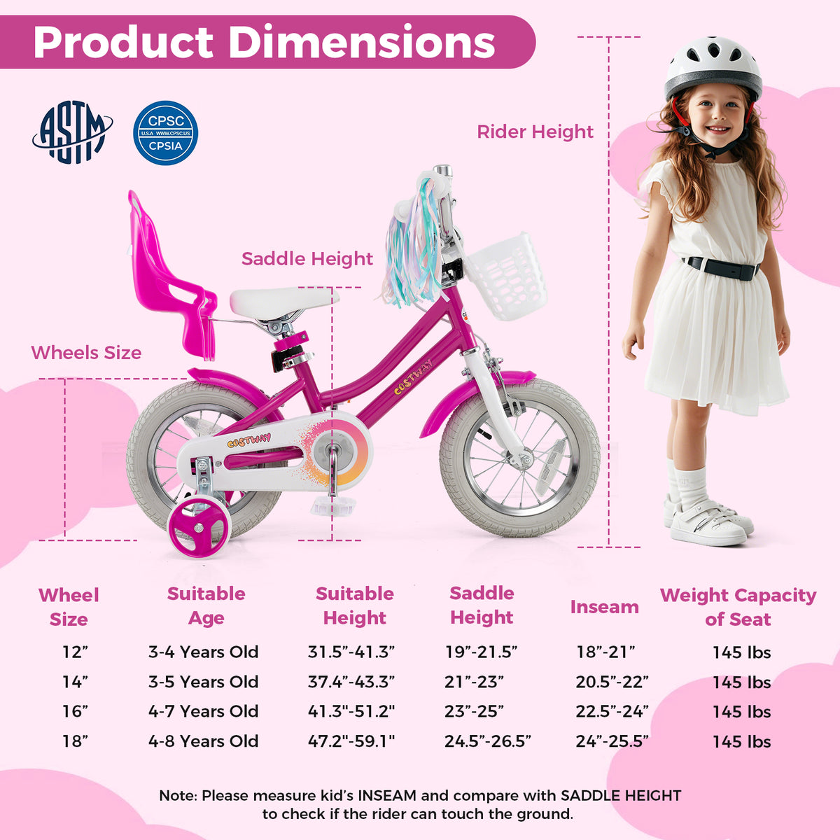 12" Kids Bike with Training Wheels and Dual Brake System-Kids Bike-DECOROLALA