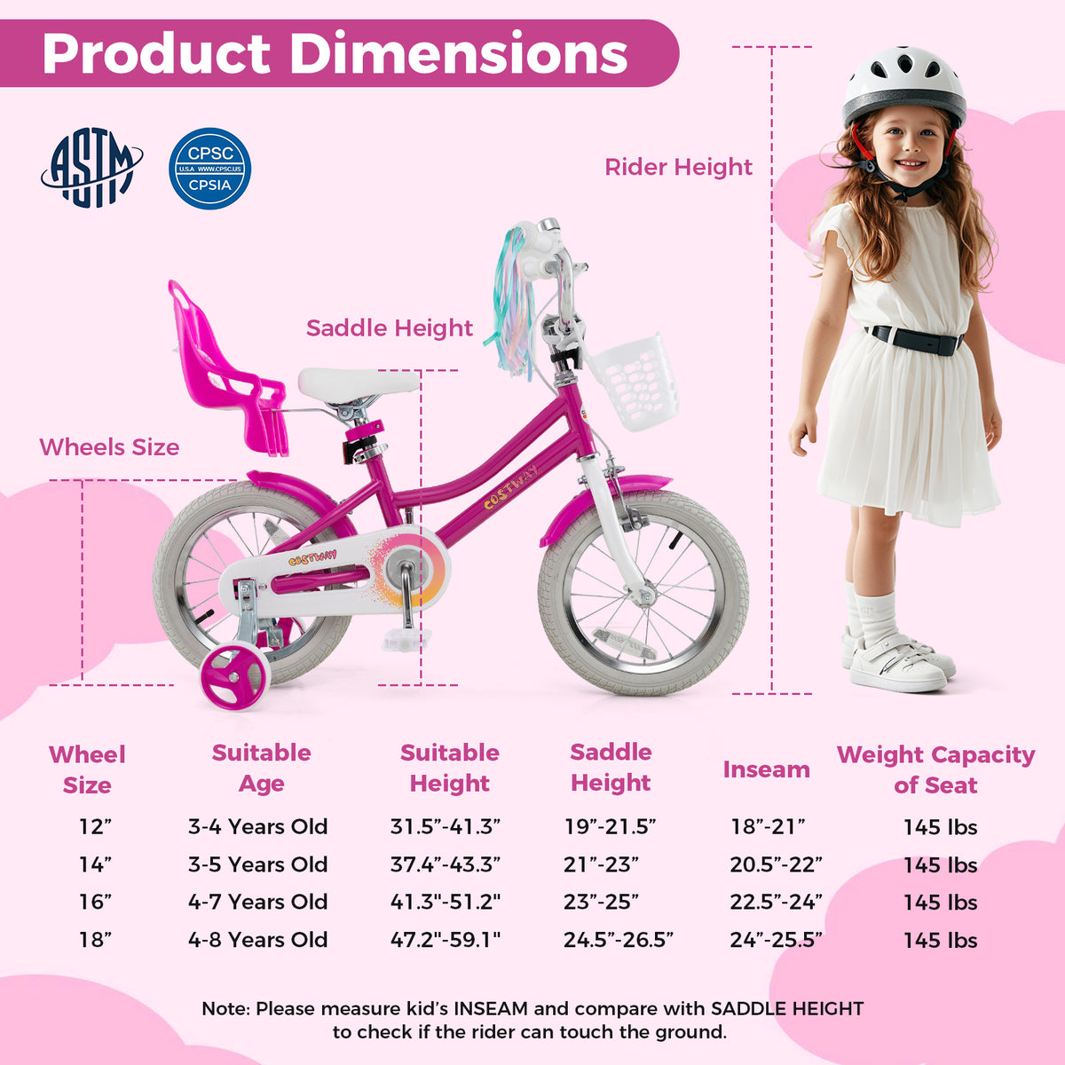 12" Kids Bike with Training Wheels and Dual Brake System-Kids Bike-DECOROLALA