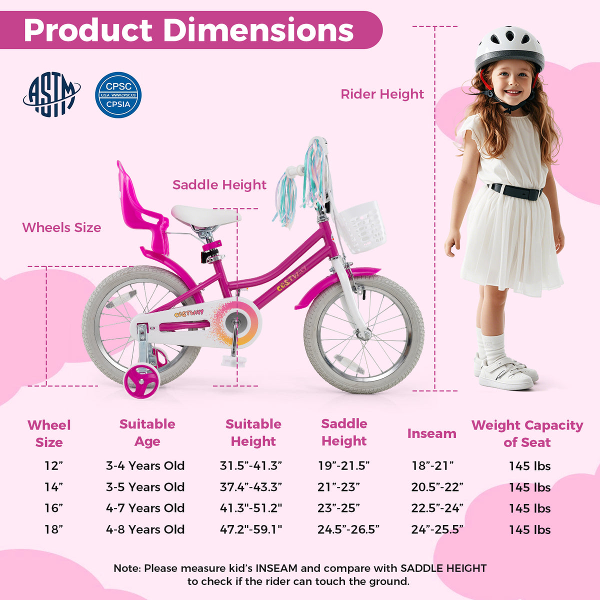12" Kids Bike with Training Wheels and Dual Brake System-Kids Bike-DECOROLALA