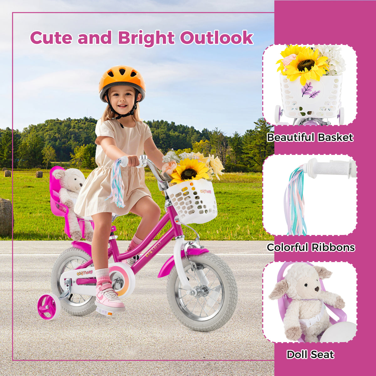 12" Kids Bike with Training Wheels and Dual Brake System-Kids Bike-DECOROLALA