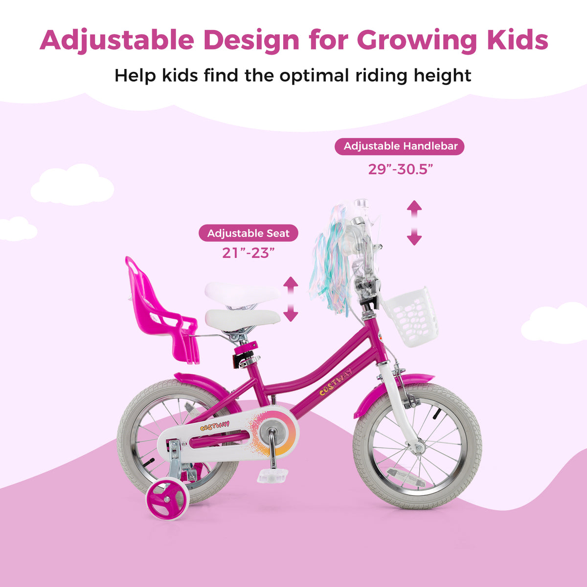 12" Kids Bike with Training Wheels and Dual Brake System-Kids Bike-DECOROLALA