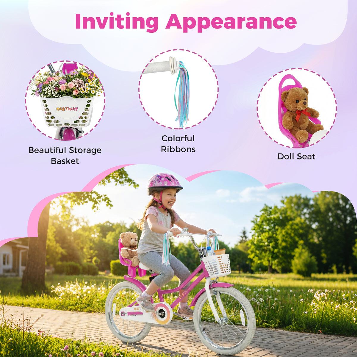 12" Kids Bike with Training Wheels and Dual Brake System-Kids Bike-DECOROLALA