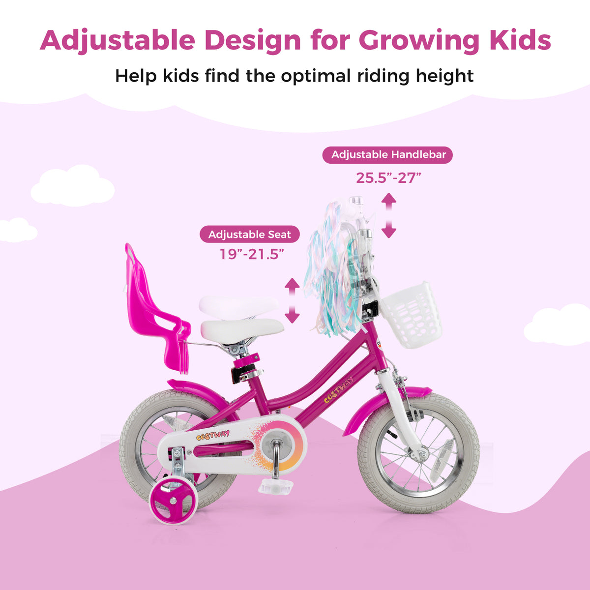 12" Kids Bike with Training Wheels and Dual Brake System-Kids Bike-DECOROLALA