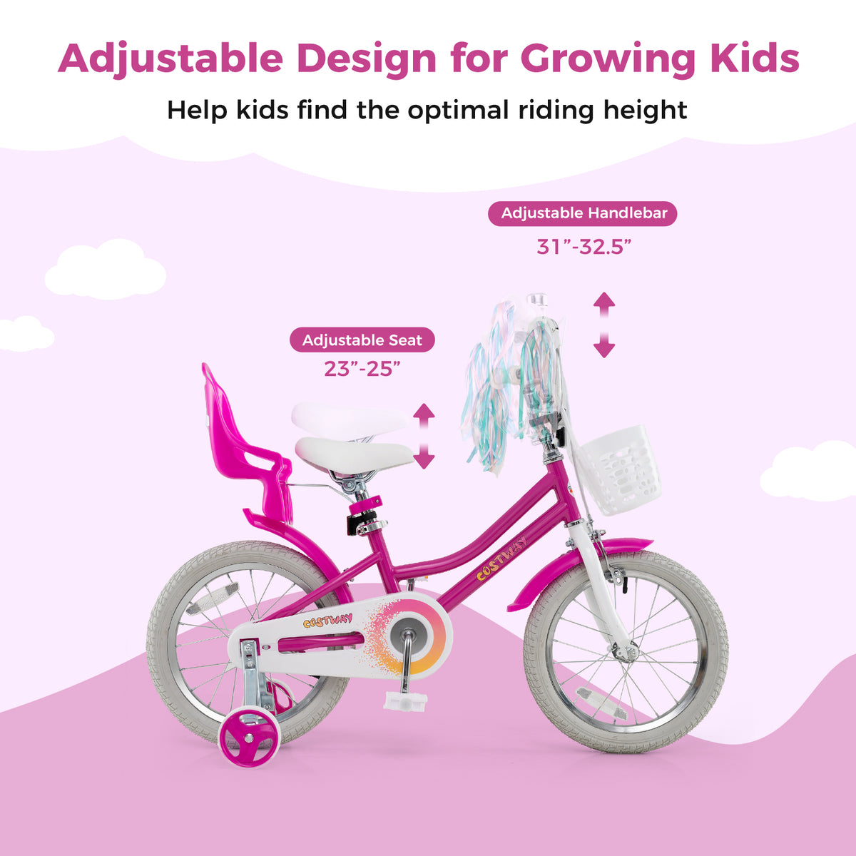 12" Kids Bike with Training Wheels and Dual Brake System-Kids Bike-DECOROLALA
