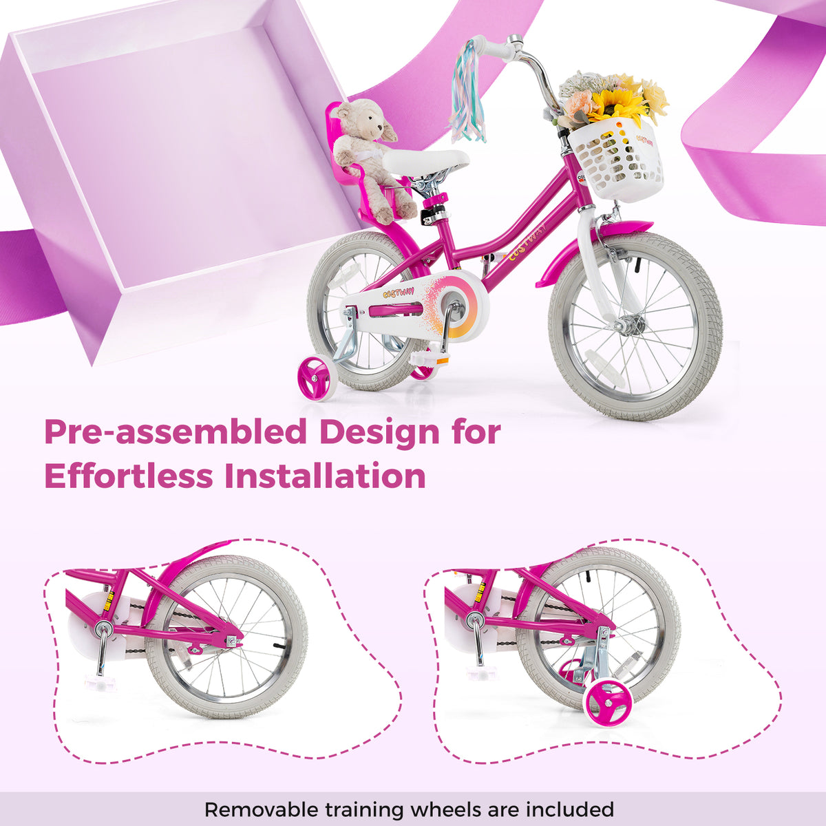 12" Kids Bike with Training Wheels and Dual Brake System-Kids Bike-DECOROLALA