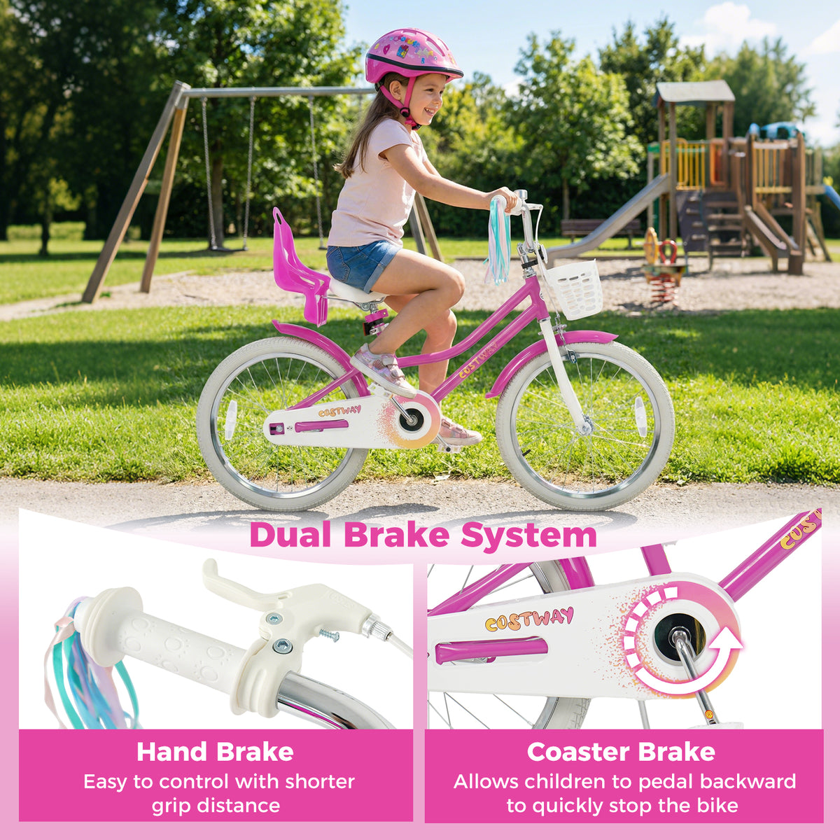 12" Kids Bike with Training Wheels and Dual Brake System-Kids Bike-DECOROLALA