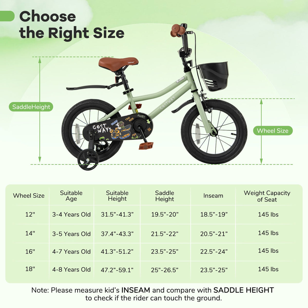 12" Kids Bike with Training Wheels for 3-4 Years Old-Kids Bike-DECOROLALA