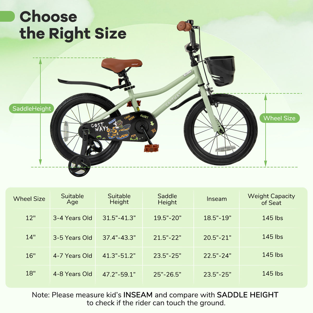 12" Kids Bike with Training Wheels for 3-4 Years Old-Kids Bike-DECOROLALA