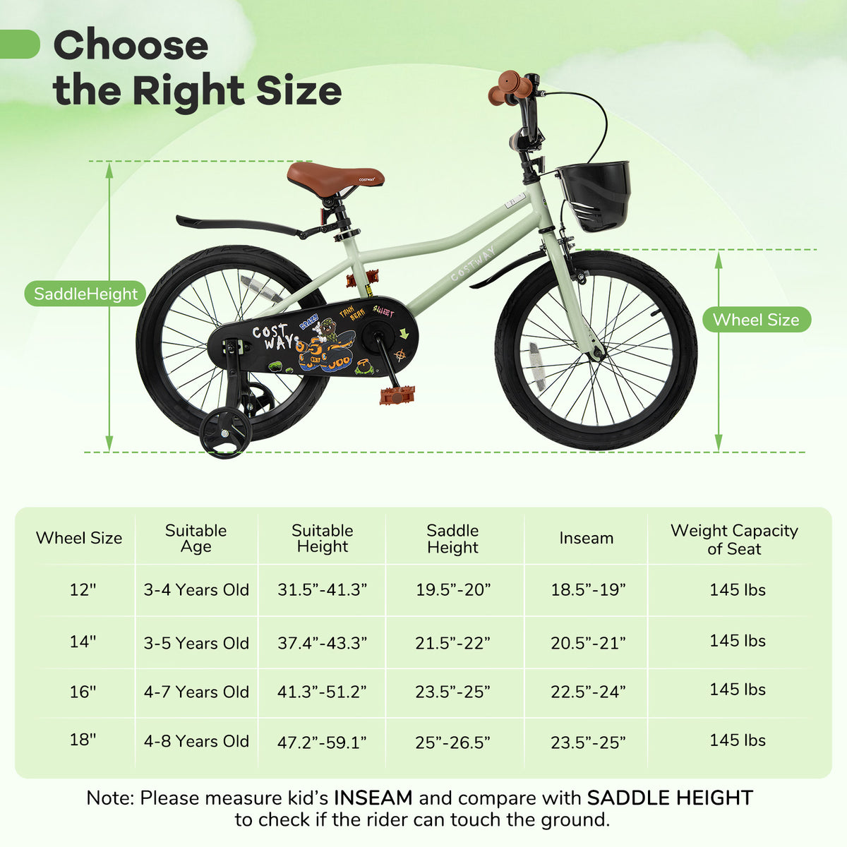 12" Kids Bike with Training Wheels for 3-4 Years Old-Kids Bike-DECOROLALA