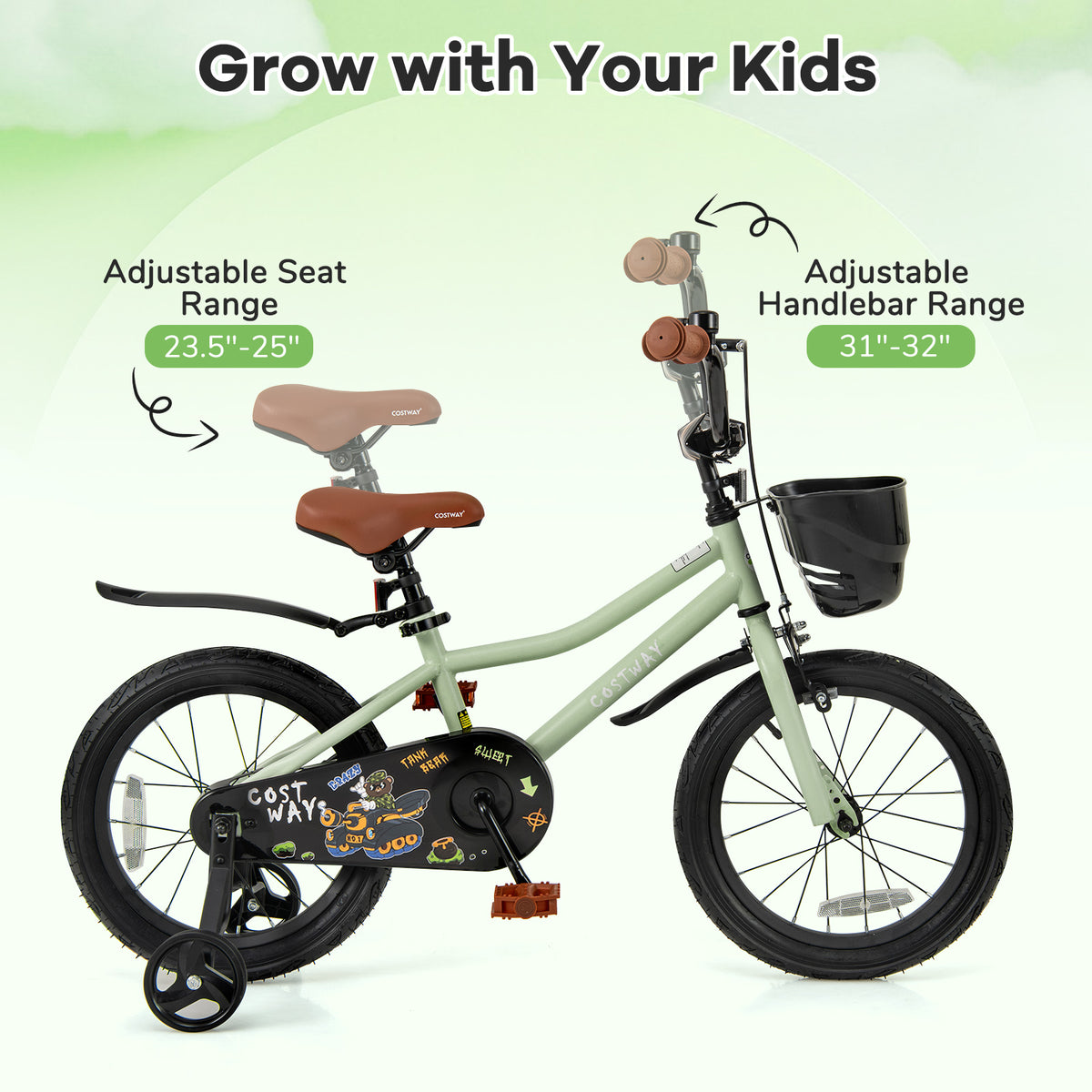 12" Kids Bike with Training Wheels for 3-4 Years Old-Kids Bike-DECOROLALA
