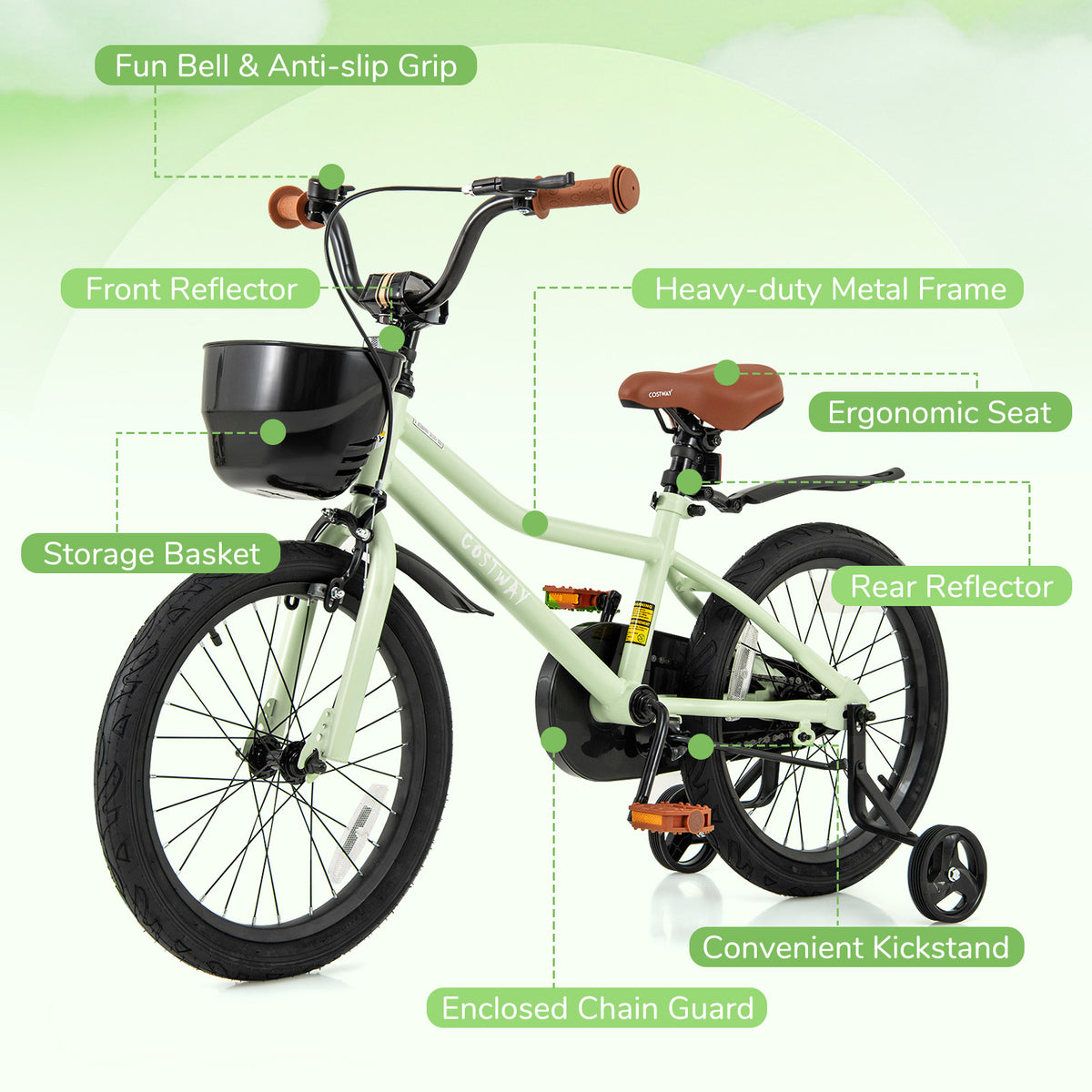 12" Kids Bike with Training Wheels for 3-4 Years Old-Kids Bike-DECOROLALA