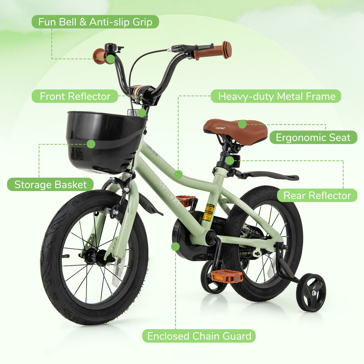 12" Kids Bike with Training Wheels for 3-4 Years Old-Kids Bike-DECOROLALA