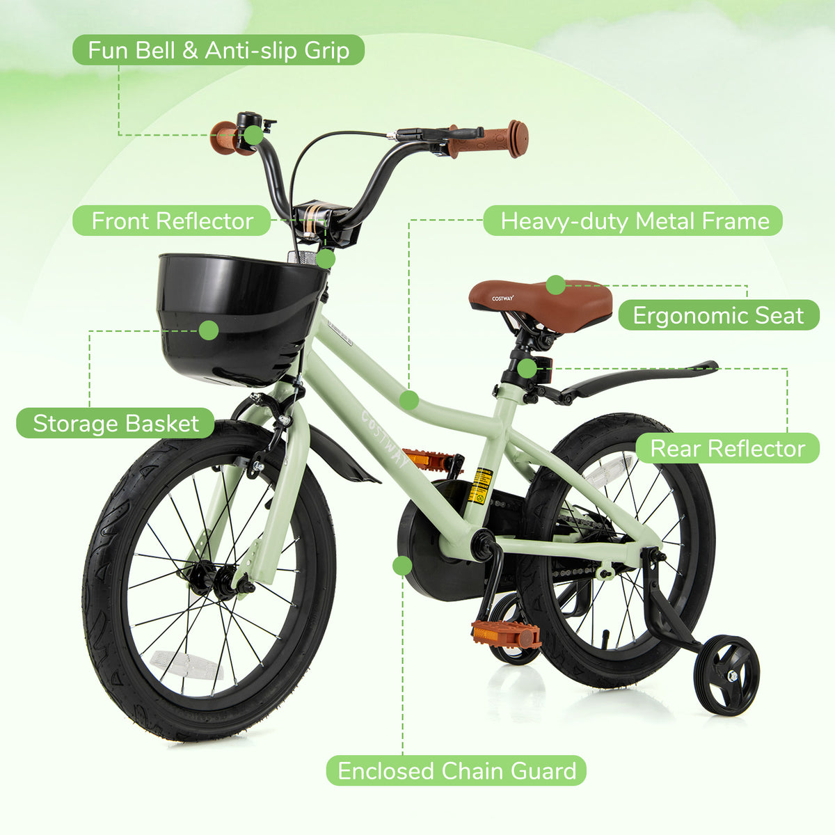 12" Kids Bike with Training Wheels for 3-4 Years Old-Kids Bike-DECOROLALA