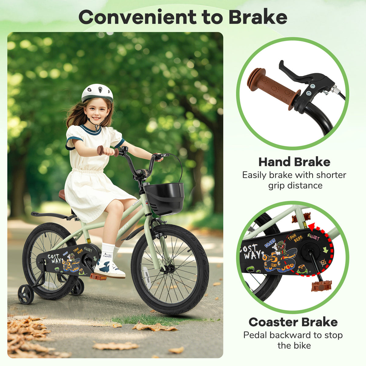 12" Kids Bike with Training Wheels for 3-4 Years Old-Kids Bike-DECOROLALA