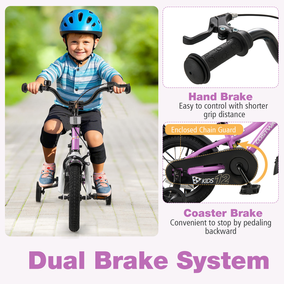 12" Kids Training Bicycle with Training Wheels for Ages 3-4-Kids Bike-DECOROLALA