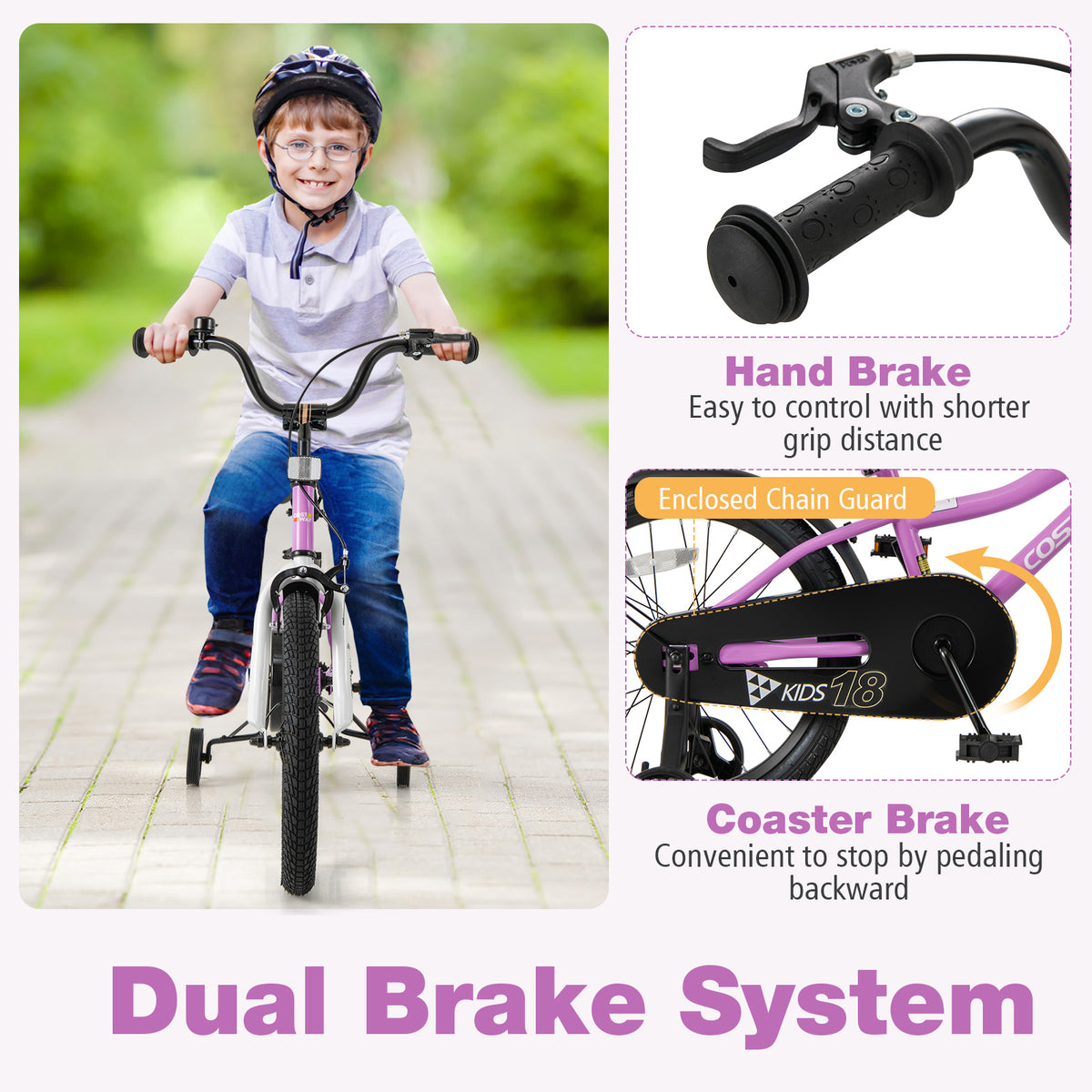 12" Kids Training Bicycle with Training Wheels for Ages 3-4-Kids Bike-DECOROLALA