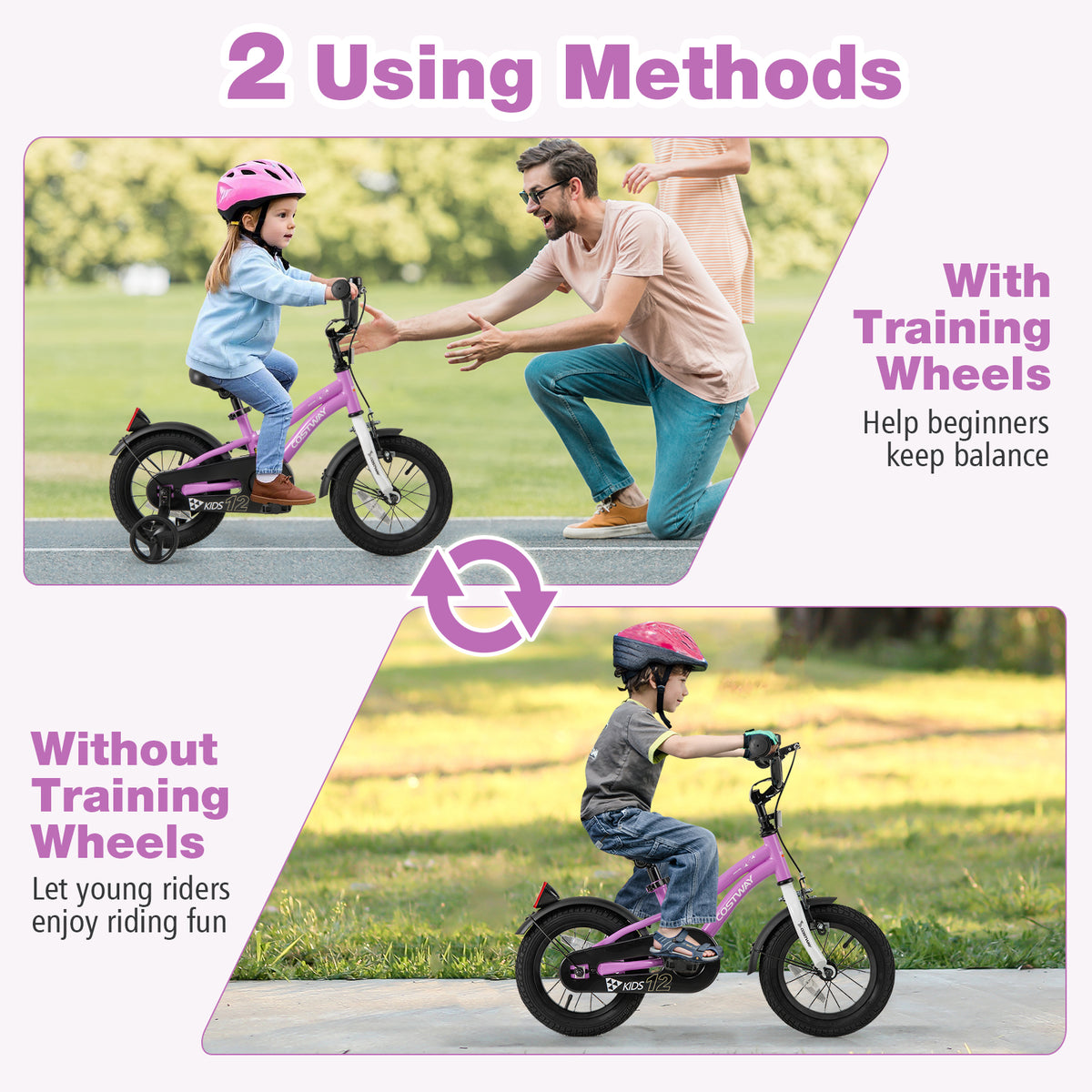 12" Kids Training Bicycle with Training Wheels for Ages 3-4-Kids Bike-DECOROLALA