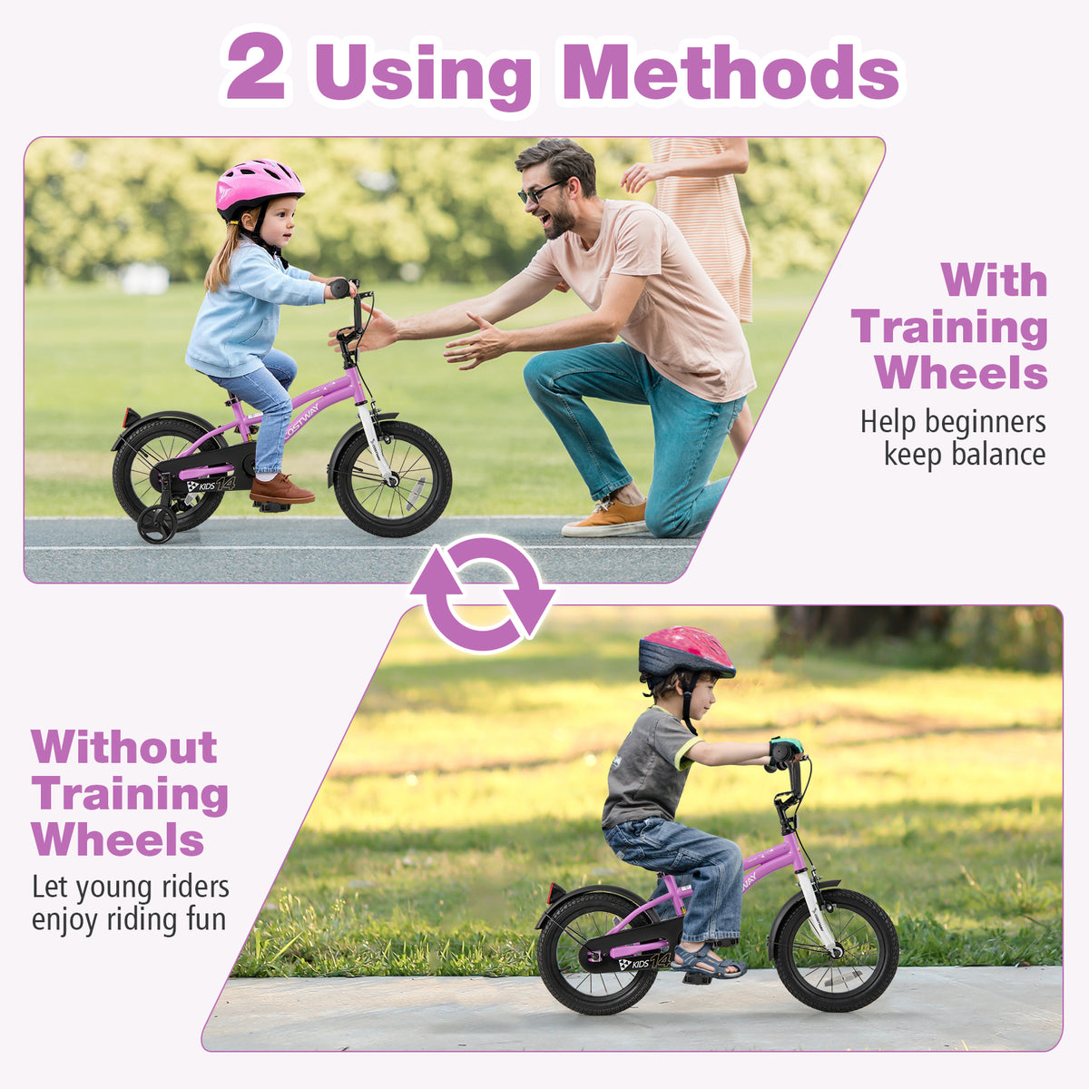 12" Kids Training Bicycle with Training Wheels for Ages 3-4-Kids Bike-DECOROLALA