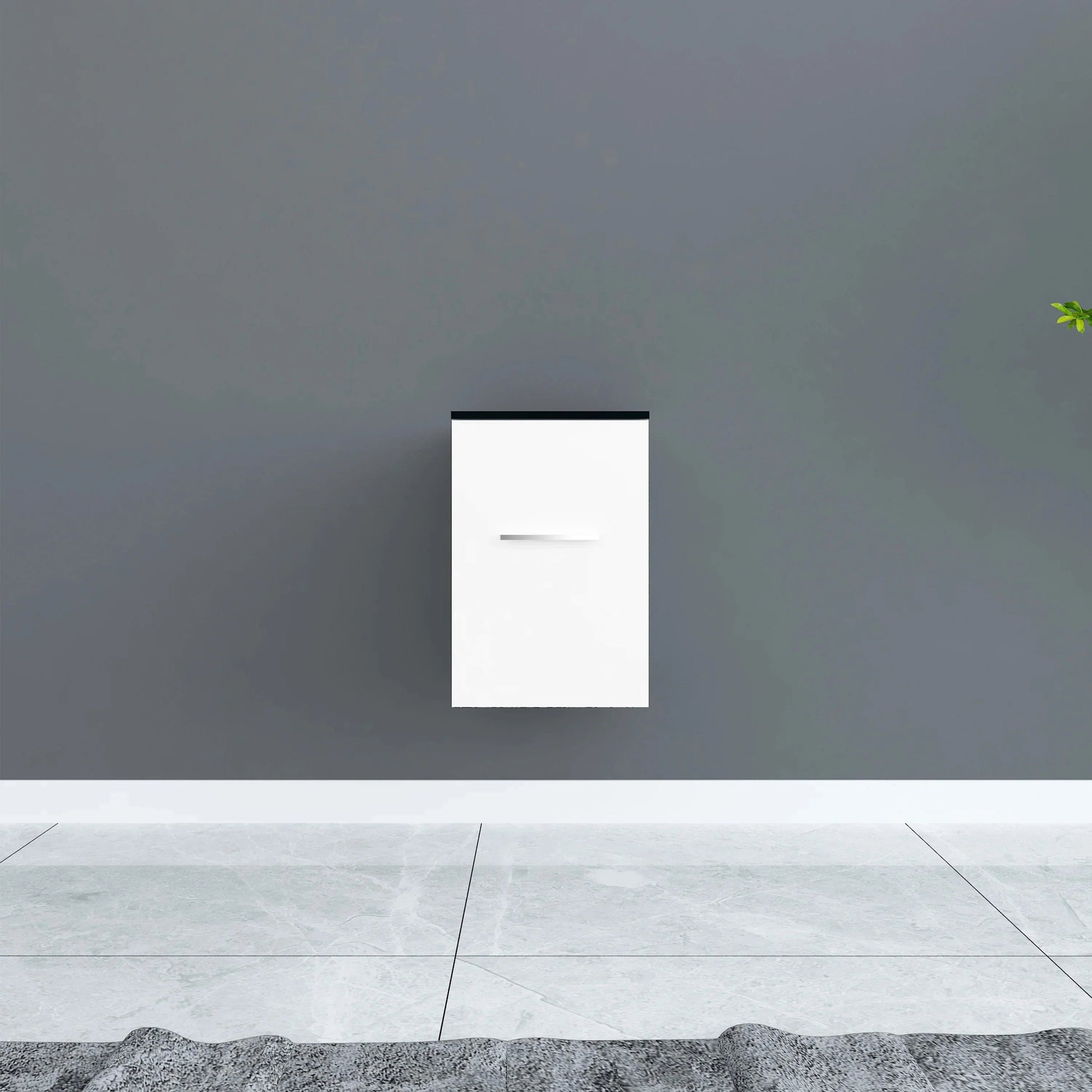 12" Matte White Wall Mount Middle Cabinet with Black Tempered Glass Countertop-Migration_Bathroom Vanities-DECOROLALA