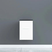 12" Matte White Wall Mount Middle Cabinet with Black Tempered Glass Countertop-Migration_Bathroom Vanities-DECOROLALA