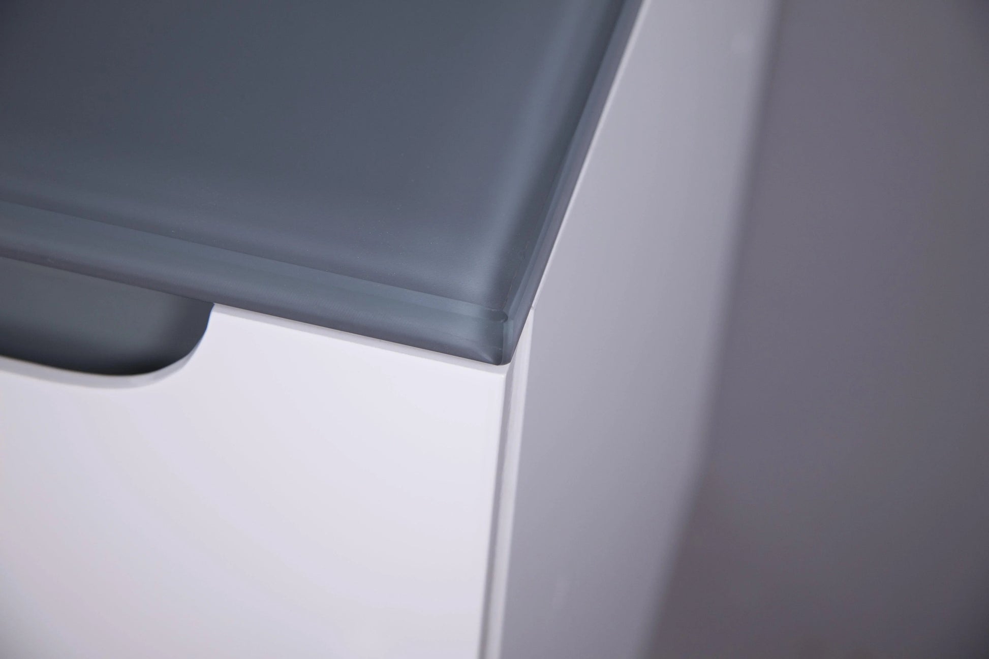 12" Matte White Wall Mount Storage with Green Glass Countertop Lima-Migration_Bathroom Vanities-DECOROLALA