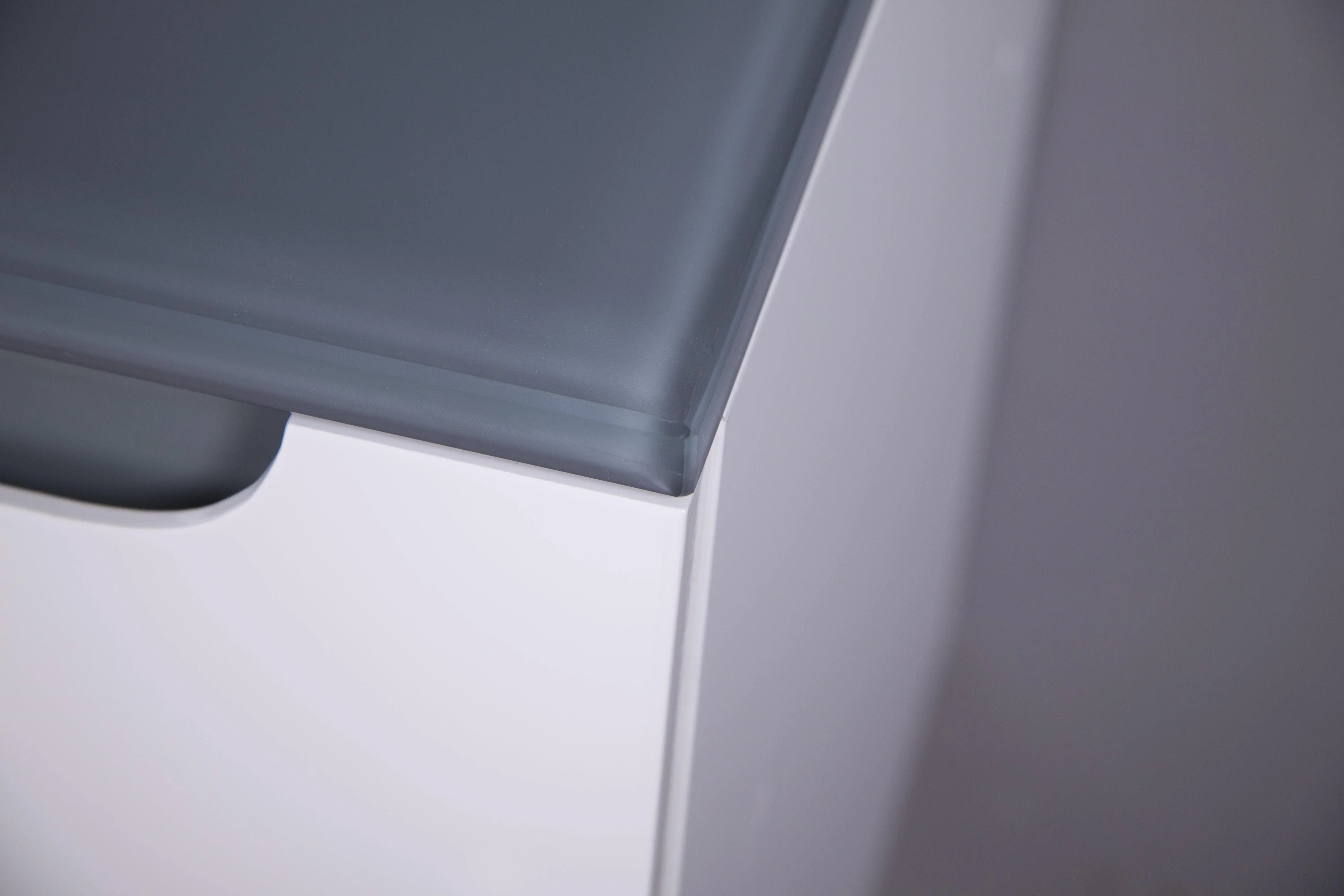 12" Matte White Wall Mount Storage with Green Glass Countertop Lima-Migration_Bathroom Vanities-DECOROLALA