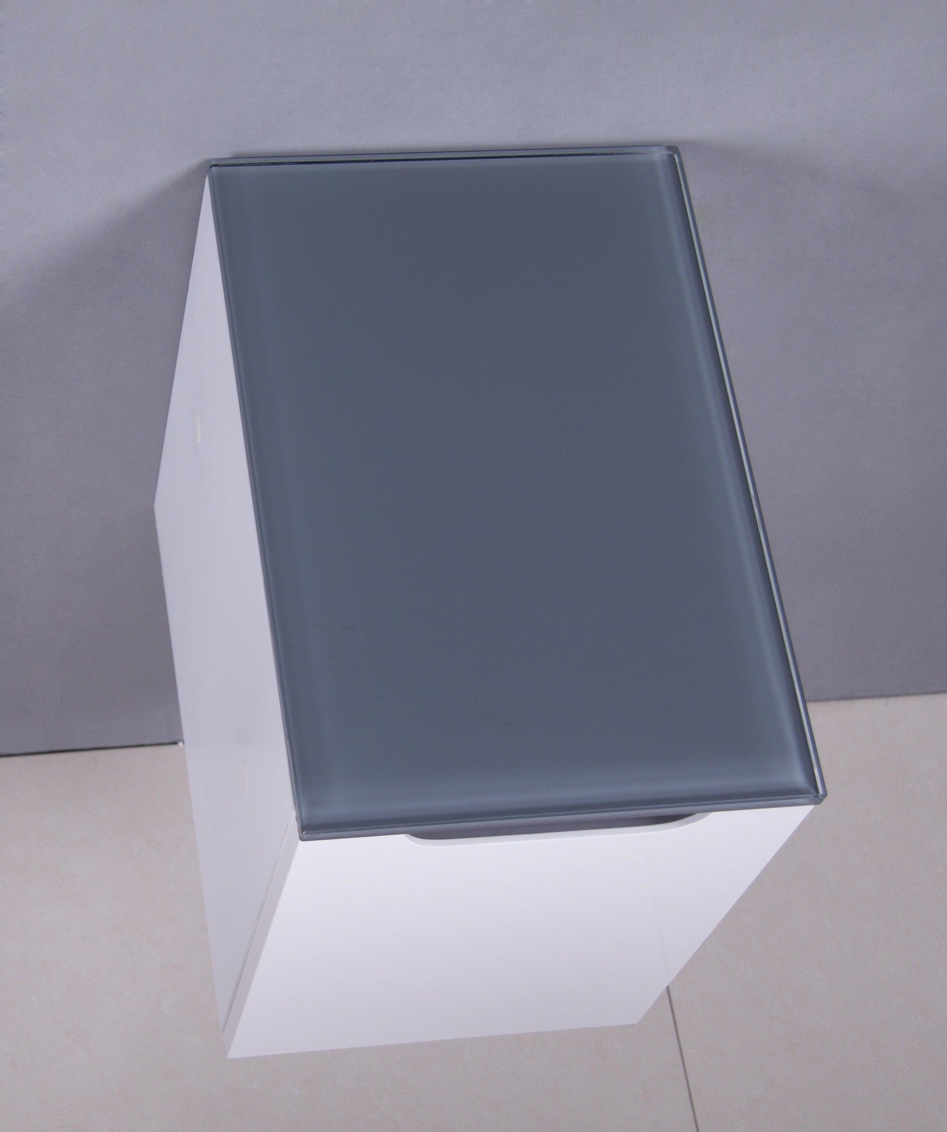 12" Matte White Wall Mount Storage with Green Glass Countertop Lima-Migration_Bathroom Vanities-DECOROLALA