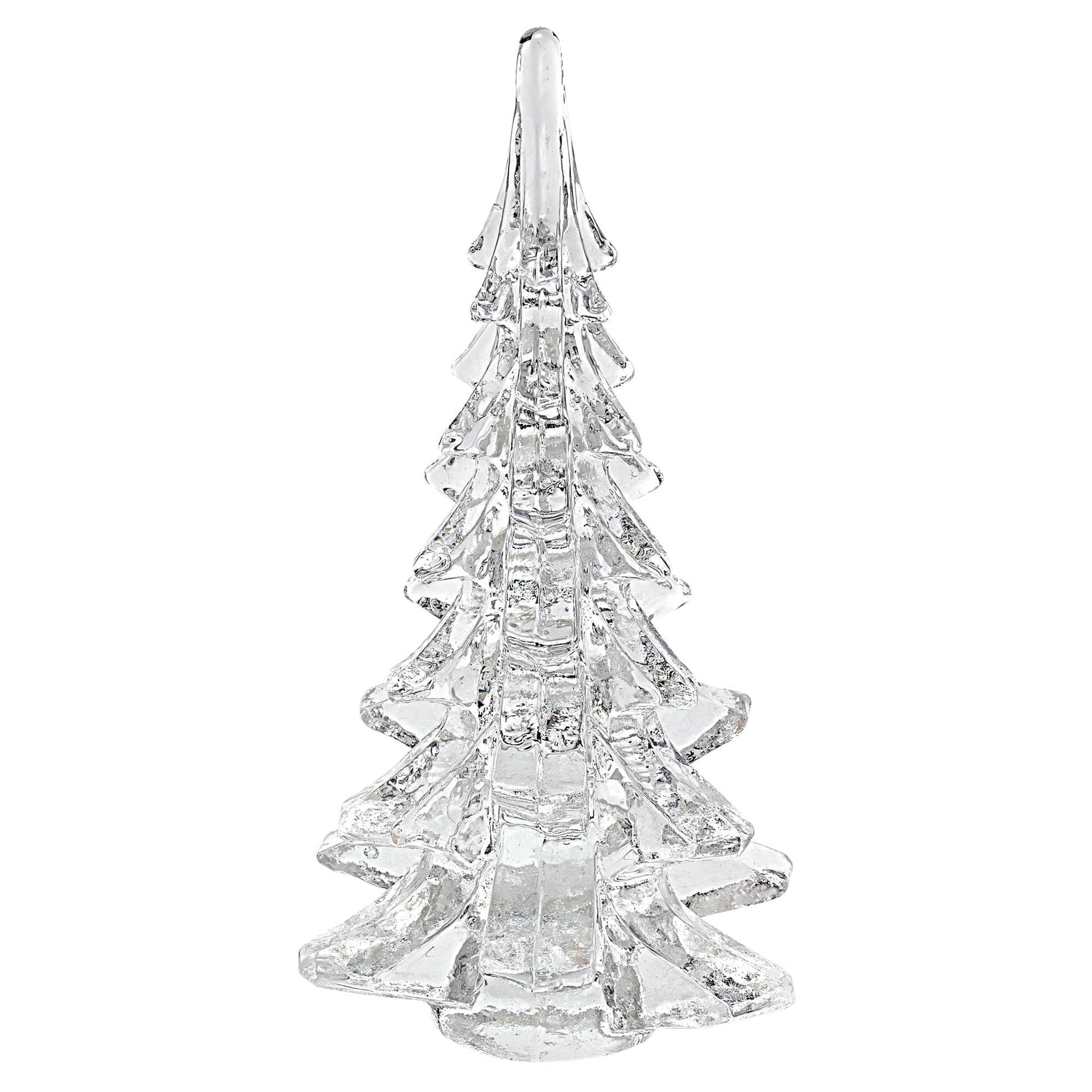 12" Mouth Blown Clear Glass Christmas Tree Sculpture-Sculptures-DECOROLALA