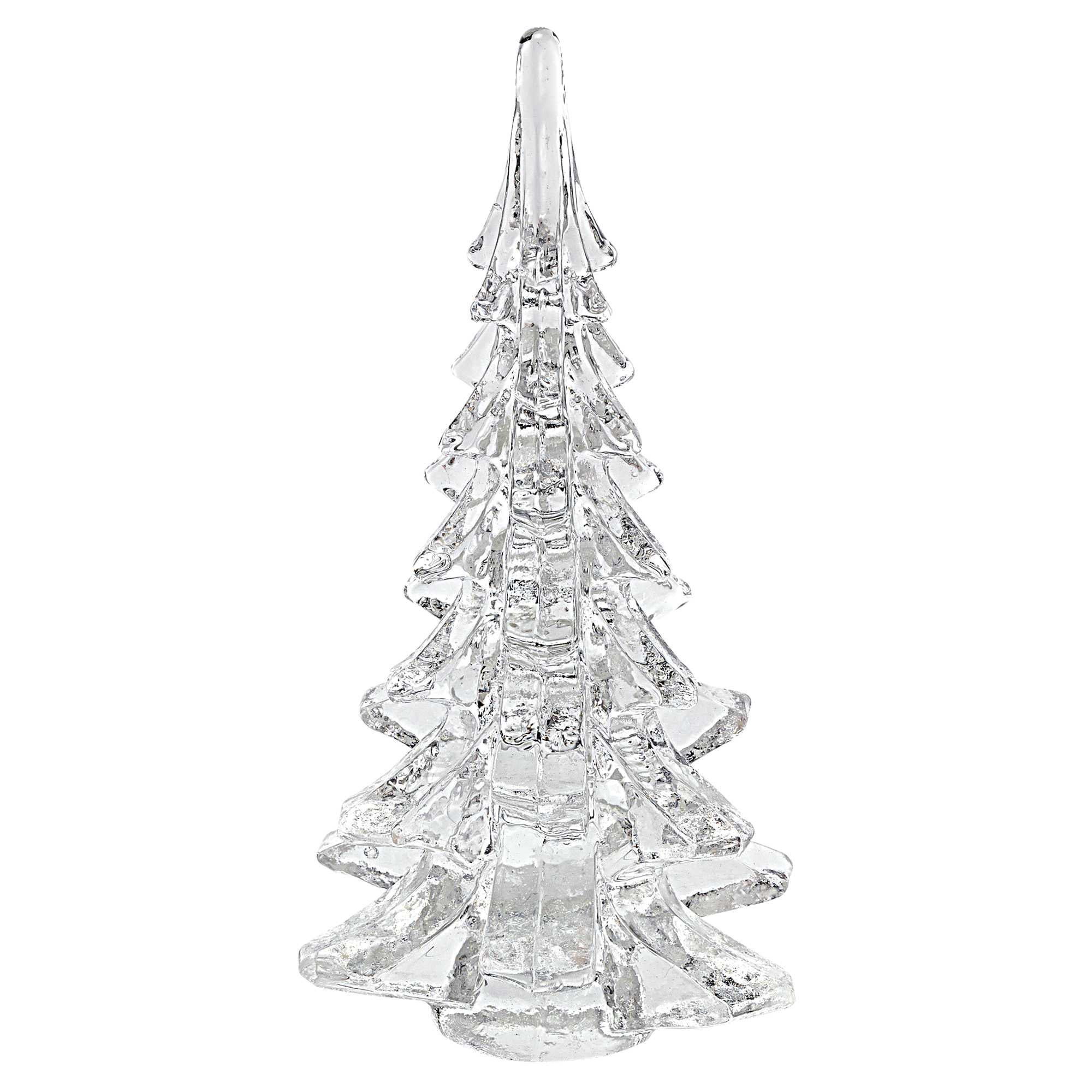 12" Mouth Blown Clear Glass Christmas Tree Sculpture-Sculptures-DECOROLALA