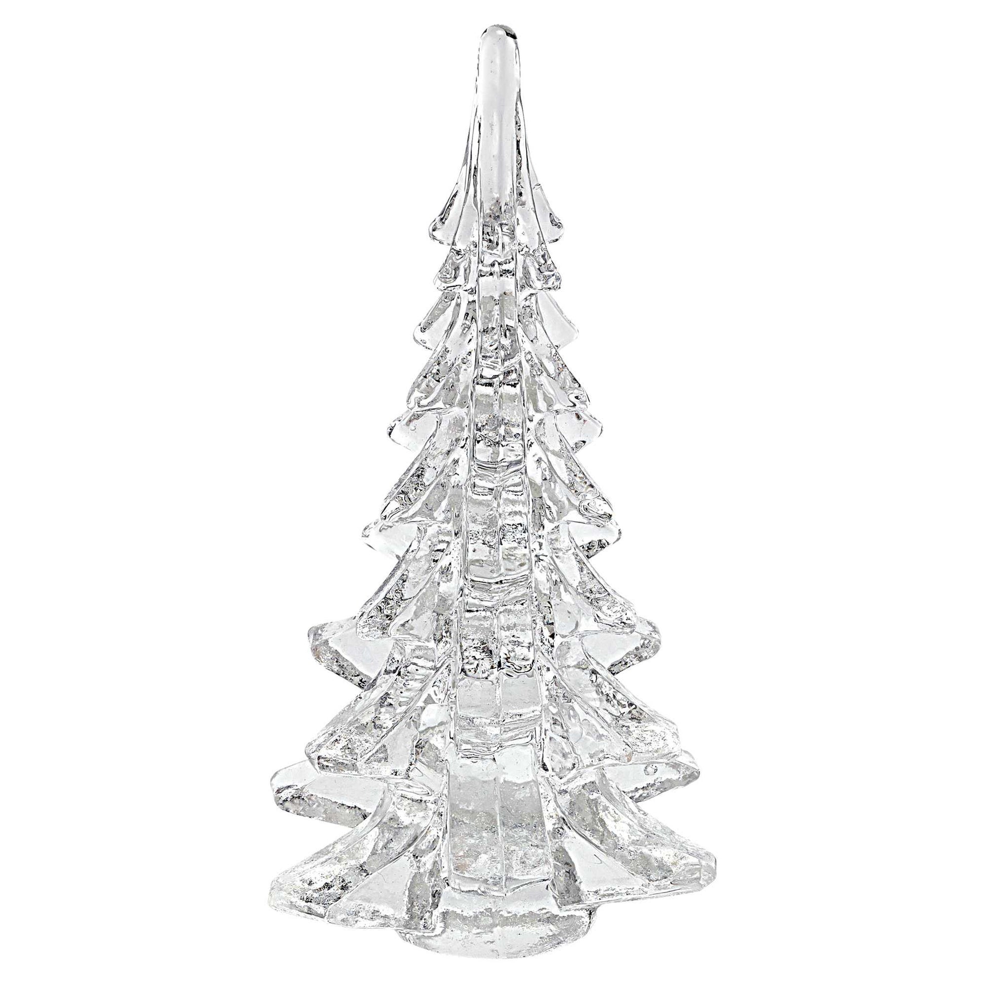 12" Mouth Blown Clear Glass Christmas Tree Sculpture-Sculptures-DECOROLALA
