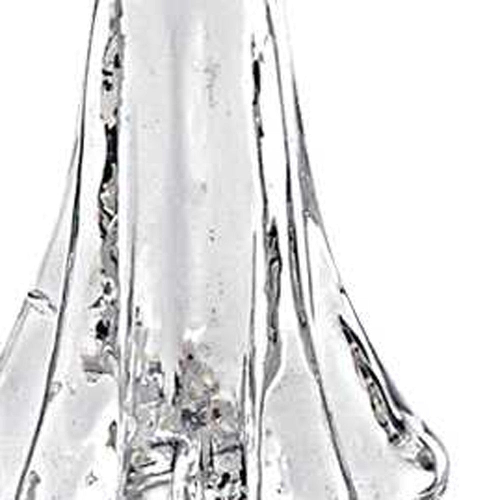12" Mouth Blown Clear Glass Christmas Tree Sculpture-Sculptures-DECOROLALA