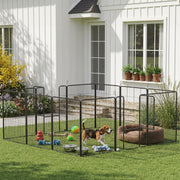 12-Panel Dog Playpen with Gate - 39"H Grey Steel Pet Fence-Dogs-DECOROLALA