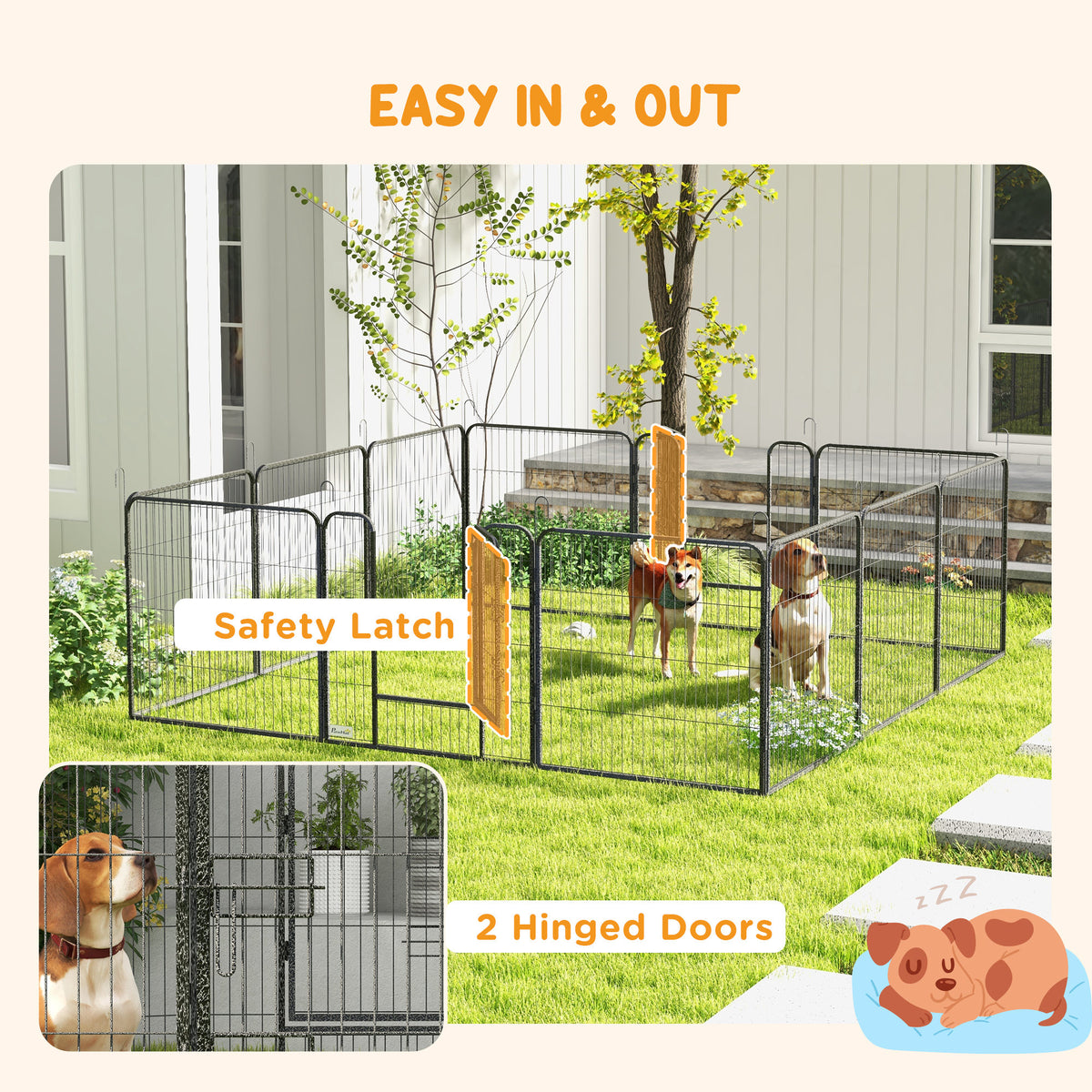 12-Panel Dog Playpen with Gate - Grey Steel 31.5"H Indoor/Outdoor-Dogs-DECOROLALA