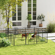 12-Panel Dog Playpen with Gate - Grey Steel 31.5"H Indoor/Outdoor-Dogs-DECOROLALA