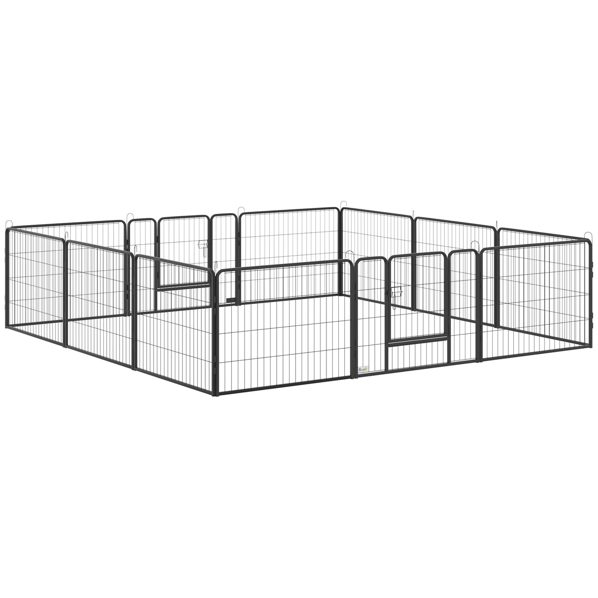 12-Panel Metal Dog Playpen - Grey 23.5"H Indoor/Outdoor Fence-Dogs-DECOROLALA