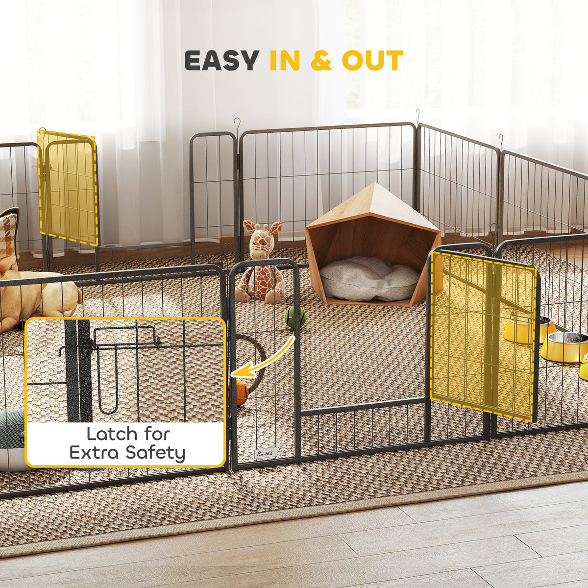 12-Panel Metal Dog Playpen - Grey 23.5"H Indoor/Outdoor Fence-Dogs-DECOROLALA