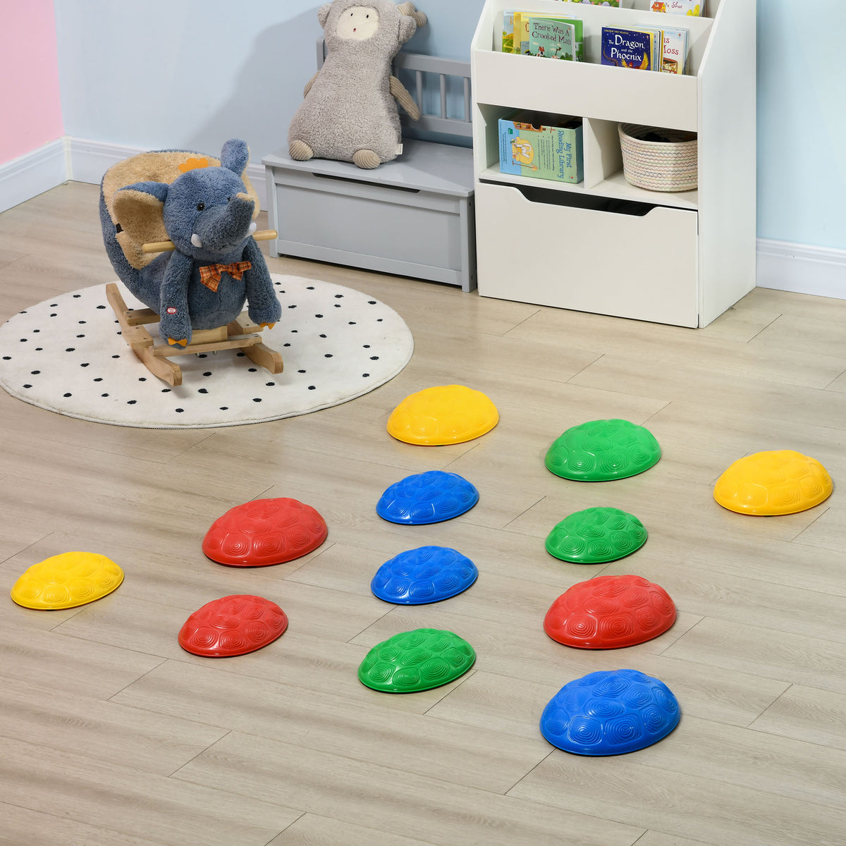 12 PCs Balance Stepping Stones for Kids with Anti-slip Mat, Turtle Shell Design, for Ages 3-8 Years, Stackable-Toys & Games > Baby & Toddler Toys > Kids Gym & Playmats-DECOROLALA