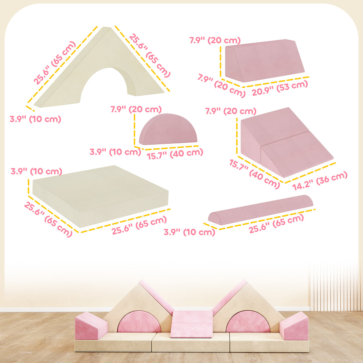 12 PCS Modular Kids Play Couch, Child Sectional Sofa for Toddlers, Convertible Foam and Floor Cushion, Grey-Toys & Games > Baby & Toddler Toys > Kids Gym & Playmats-DECOROLALA