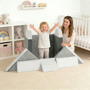 12 PCS Modular Kids Play Couch, Child Sectional Sofa for Toddlers, Convertible Foam and Floor Cushion, Grey-Toys & Games > Baby & Toddler Toys > Kids Gym & Playmats-DECOROLALA