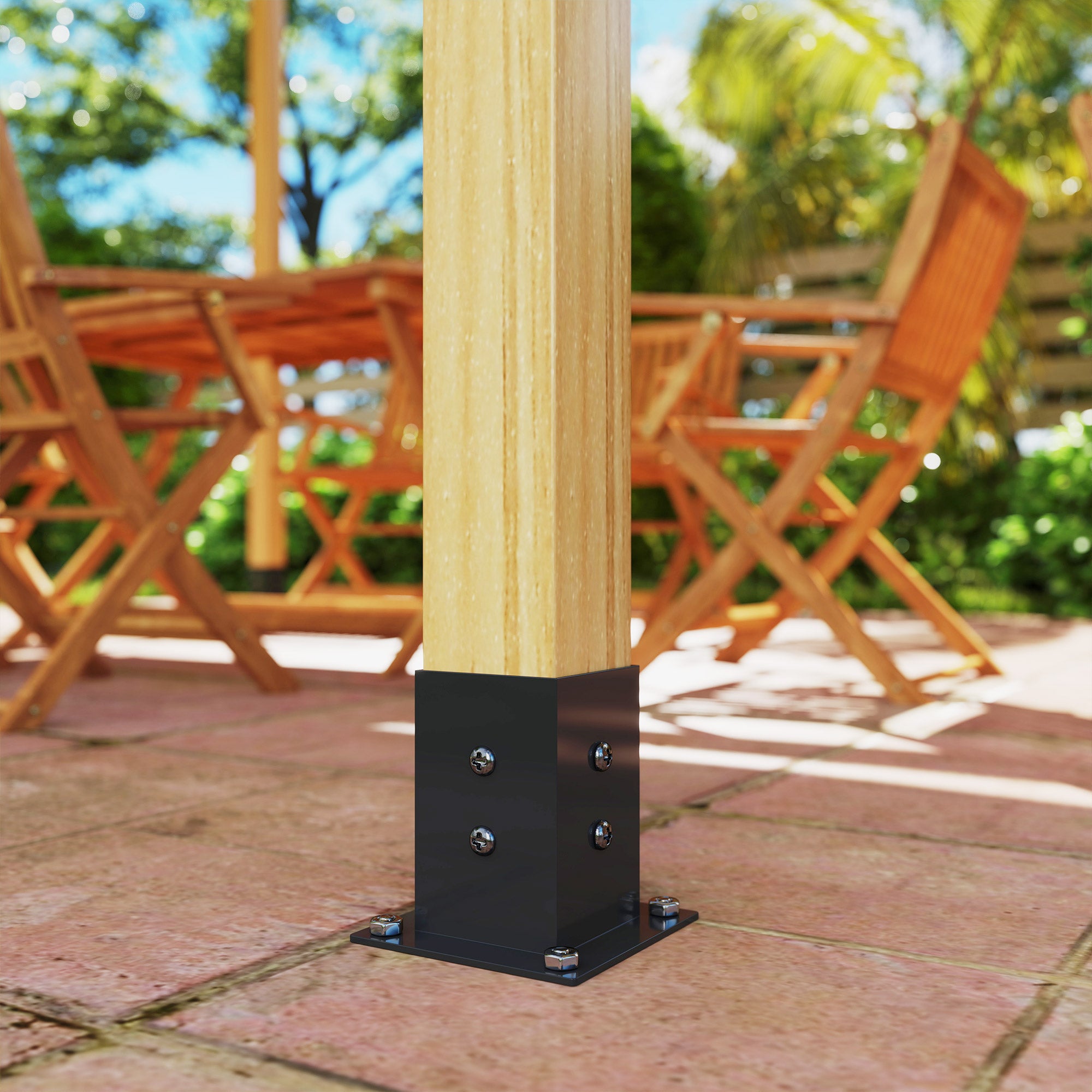12-Piece Pergola Bracket Kit for 4"x4" Lumber - Black Metal-DECOROLALA