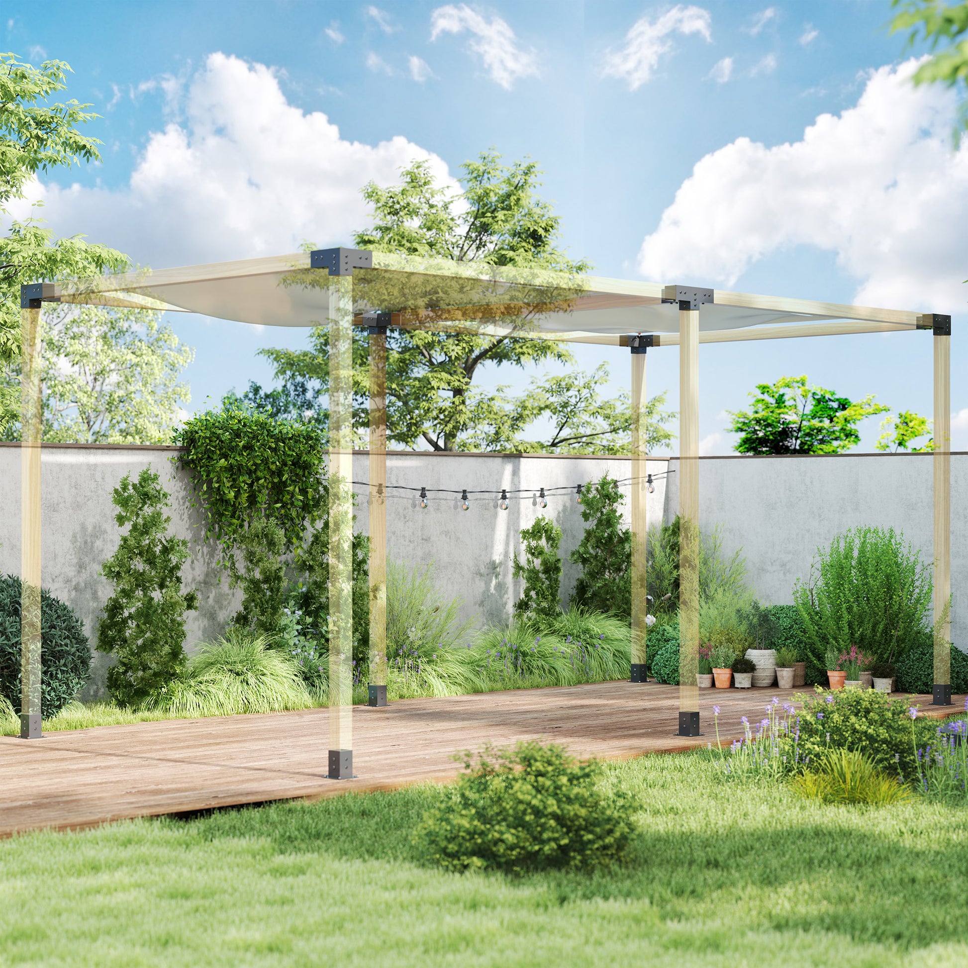 12-Piece Pergola Bracket Kit for 4"x4" Lumber - Black Metal-DECOROLALA