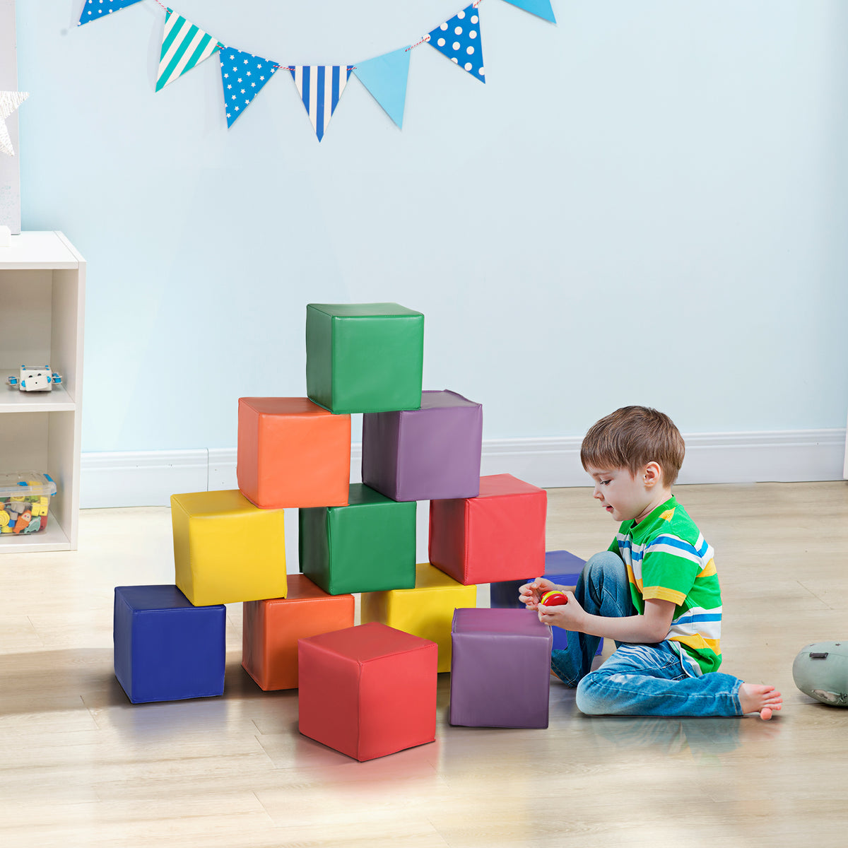 12 Piece Soft Play Blocks Soft Foam Toy Building And Stacking Blocks - Multicolours-Toys & Games > Baby & Toddler Toys > Kids Gym & Playmats-DECOROLALA