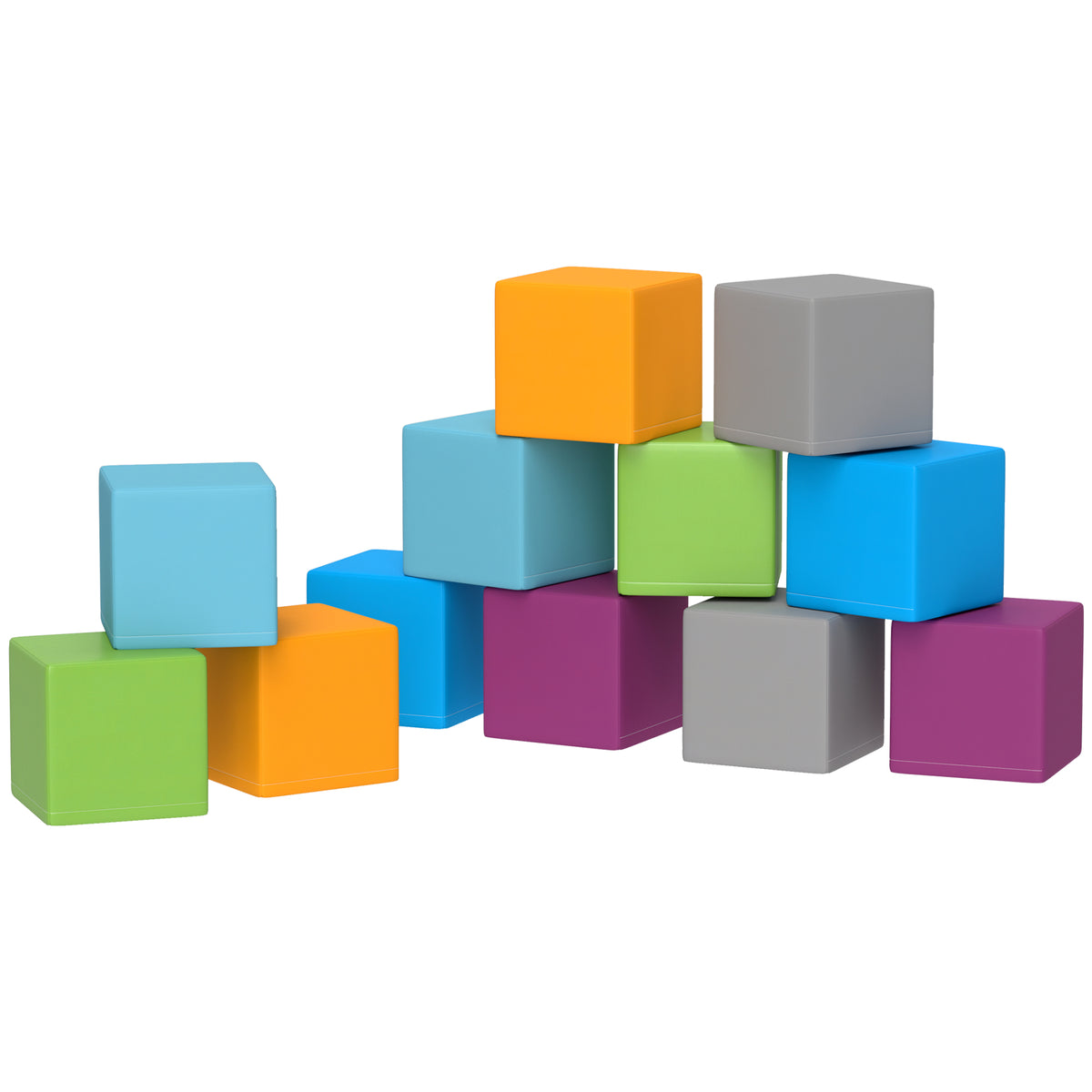 12 Piece Soft Play Blocks Soft Foam Toy Building And Stacking Blocks - Multicolours-Toys & Games > Baby & Toddler Toys > Kids Gym & Playmats-DECOROLALA