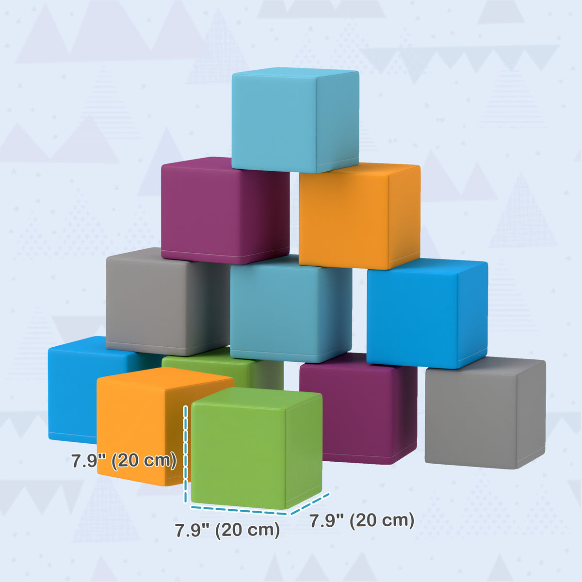 12 Piece Soft Play Blocks Soft Foam Toy Building And Stacking Blocks - Multicolours-Toys & Games > Baby & Toddler Toys > Kids Gym & Playmats-DECOROLALA
