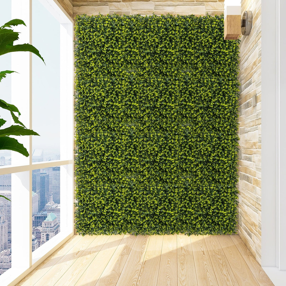 12 Pieces 20 Inch x 20 Inch Artificial Hedge Eucalyptus Panels-Outdoor Privacy Screens-DECOROLALA