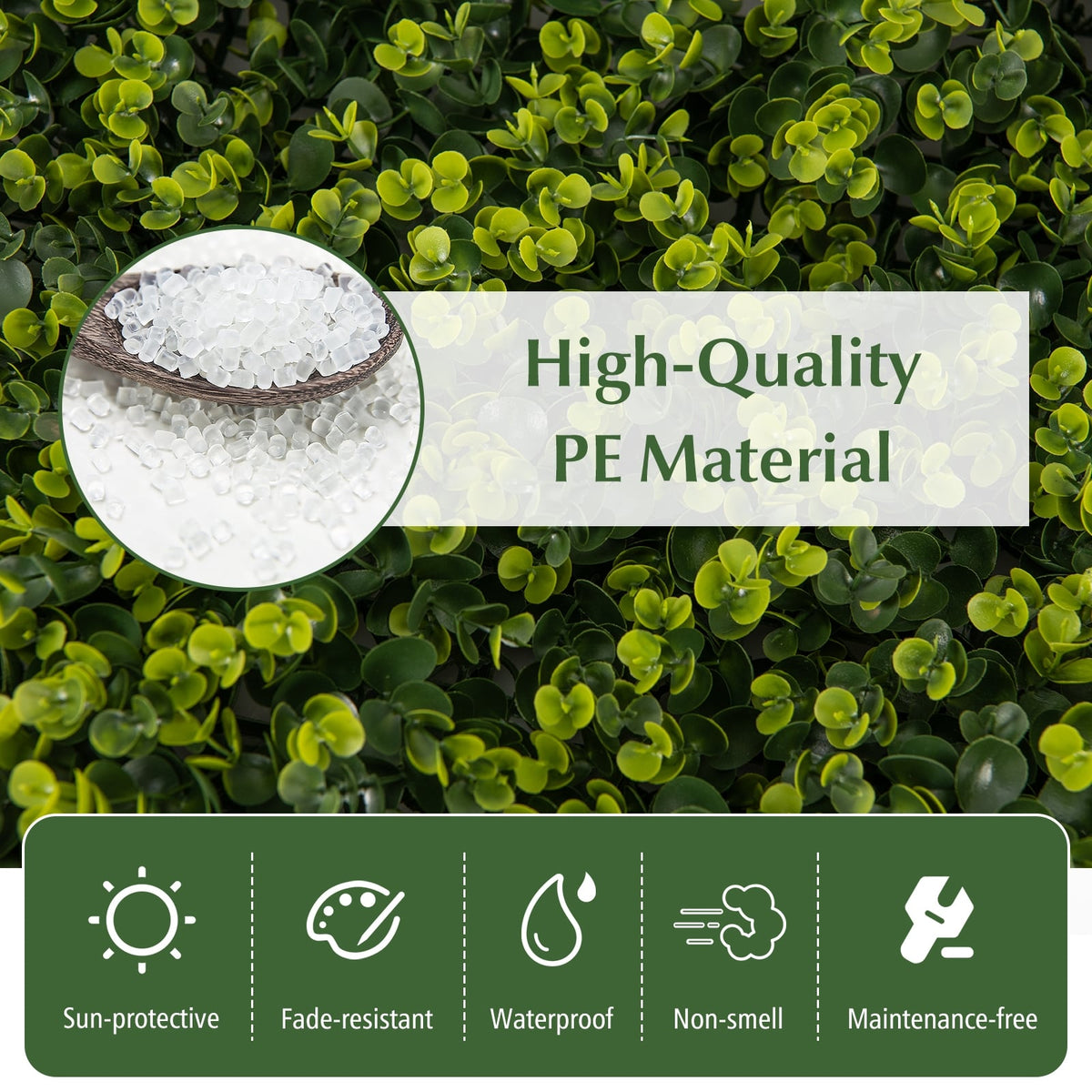12 Pieces 20 Inch x 20 Inch Artificial Hedge Eucalyptus Panels-Outdoor Privacy Screens-DECOROLALA