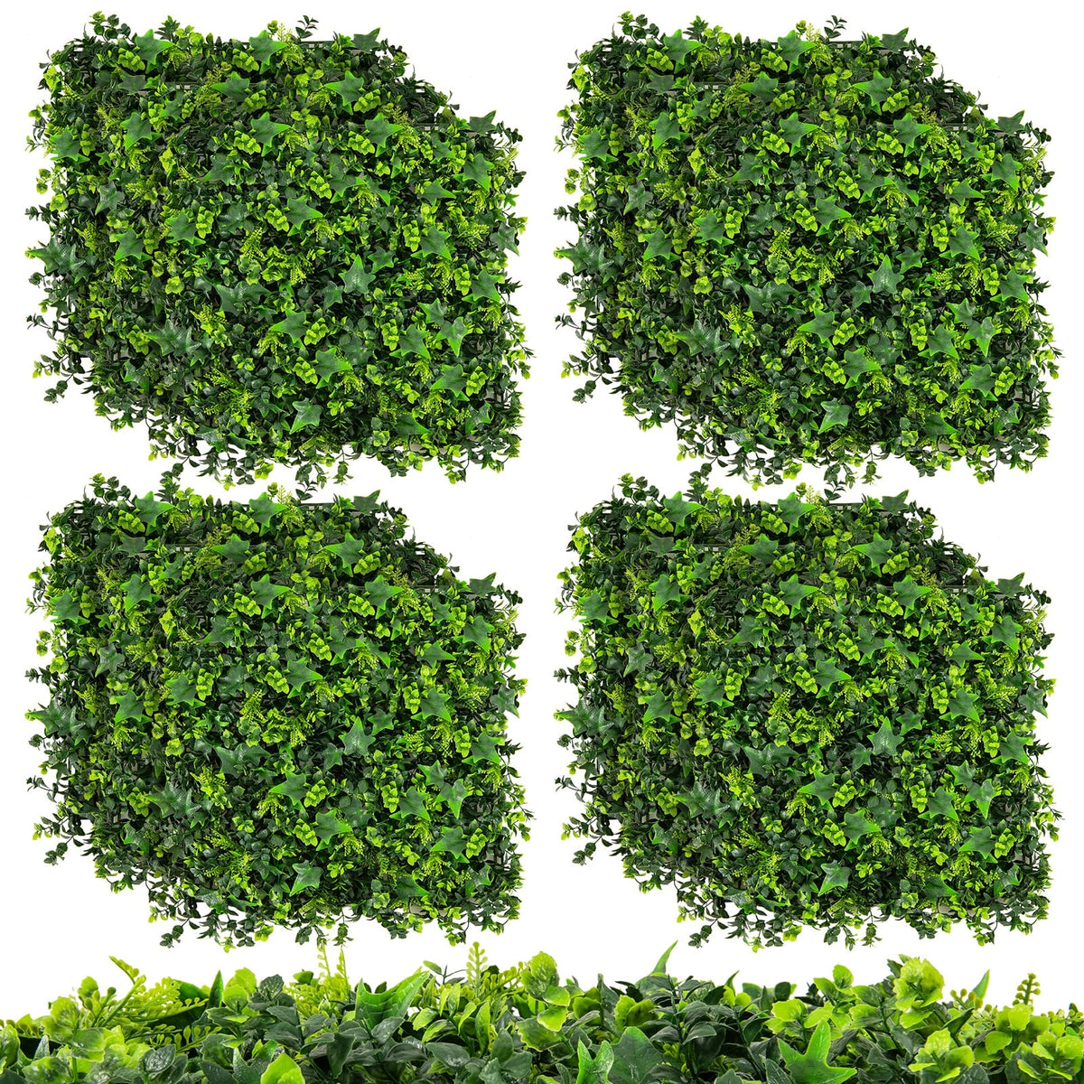 12 Pieces 20 x 20 Inch Artificial Greenery Foliage Panels with Insertable Branches-Outdoor Privacy Screens-DECOROLALA