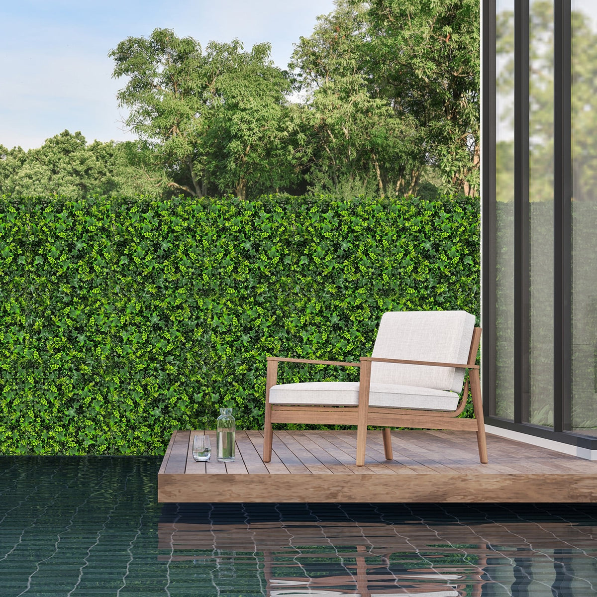 12 Pieces 20 x 20 Inch Artificial Greenery Foliage Panels with Insertable Branches-Outdoor Privacy Screens-DECOROLALA